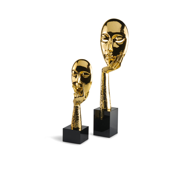 Gold Face in Hand Sculpture