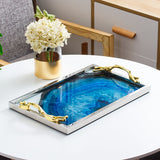 Metal Tray with Blue Inlay