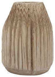 Ridged Vase, Natural Wood - 8''
