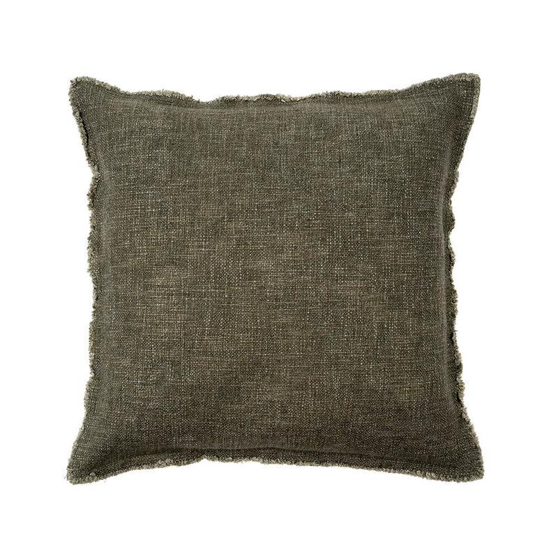 Made from luxuriously soft linen, the Selena Linen Pillows have a textural feel and tonally frayed edges. In beautifully subtle colours, they bring interest and style, and coordinate with our Waffle Throws and Selena Linen End of Bed Blankets. Complete with a premium feather down filler for fabulous fluff factor and comfort you'll want to sink your head into. deep grey green