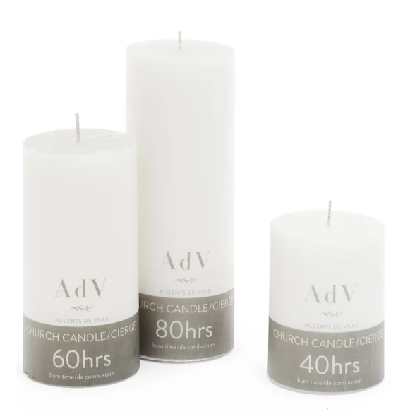 White Pillar Candles ~ 2 sizes