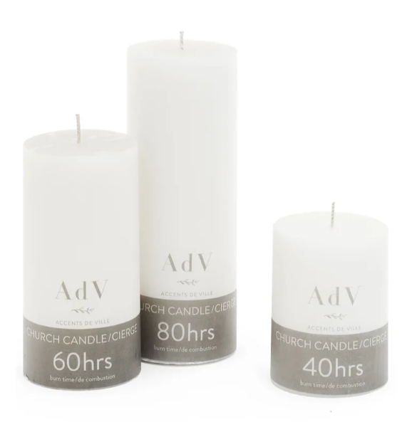 White Pillar Candles 2 sizes Casa Code