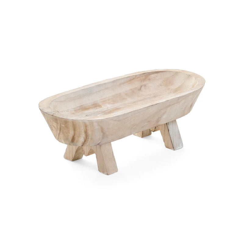 Oval Wood Bowl with Legs