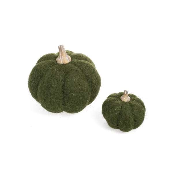 Deco Wool Pumpkins - Beige & Green