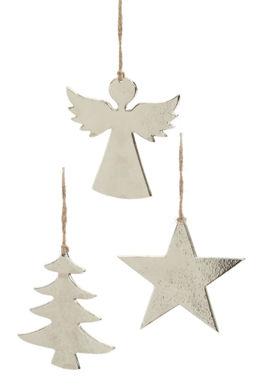 Christmas Ornaments Set of 3 ~ Silver