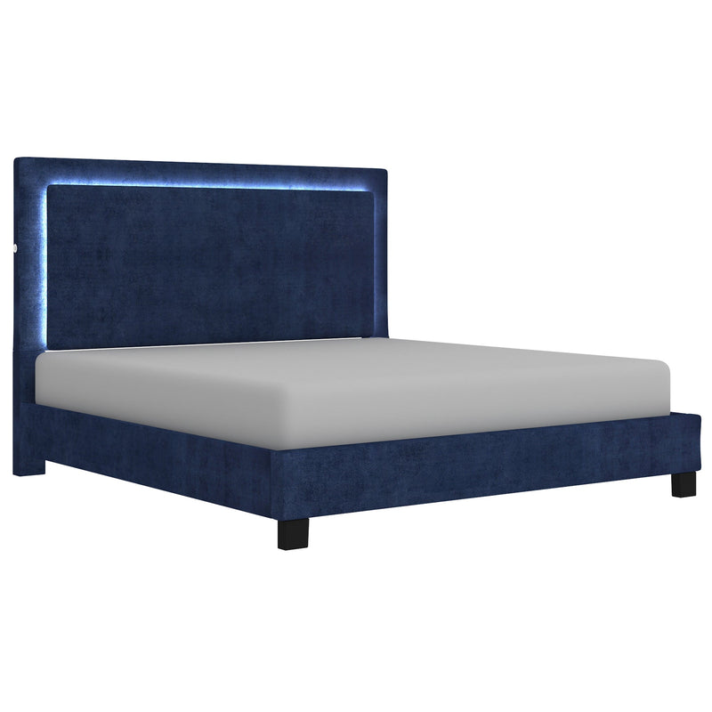 1. "Lumina 78" King Platform Bed with Light in Blue - Sleek and modern design"