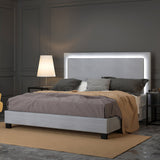 2. "Grey King Platform Bed with Light - Lumina 78" - Enhance your bedroom decor"