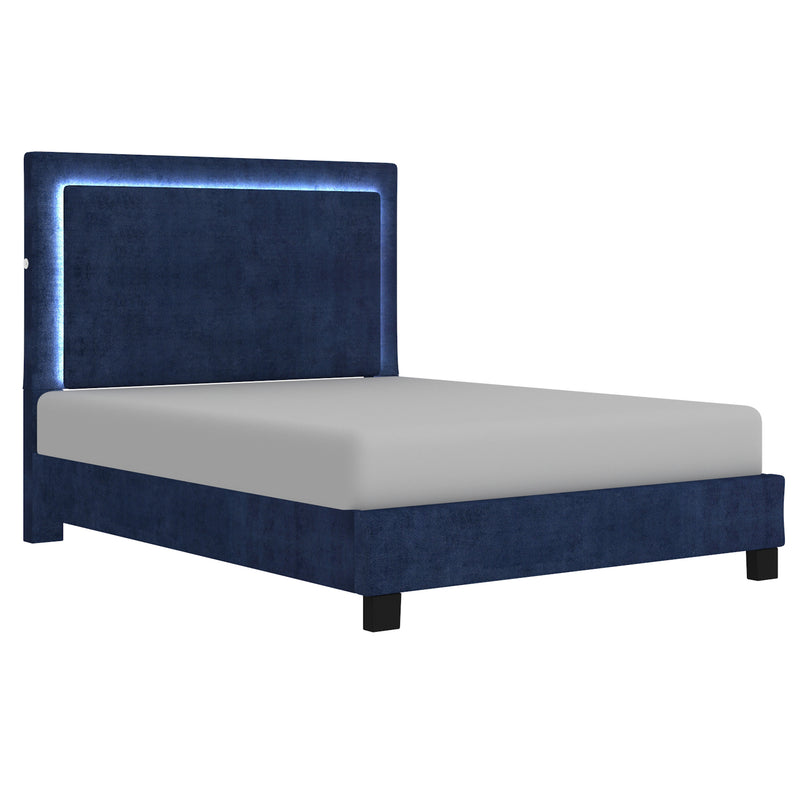 1. "Lumina 60" Queen Platform Bed with Light in Blue - Sleek and modern design"