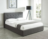 2. "Grey King Size Platform Bed with Storage - Stylish and space-saving"