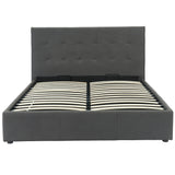 3. "Medium Grey Queen Platform Bed - Convenient Storage for a Clutter-Free Bedroom"