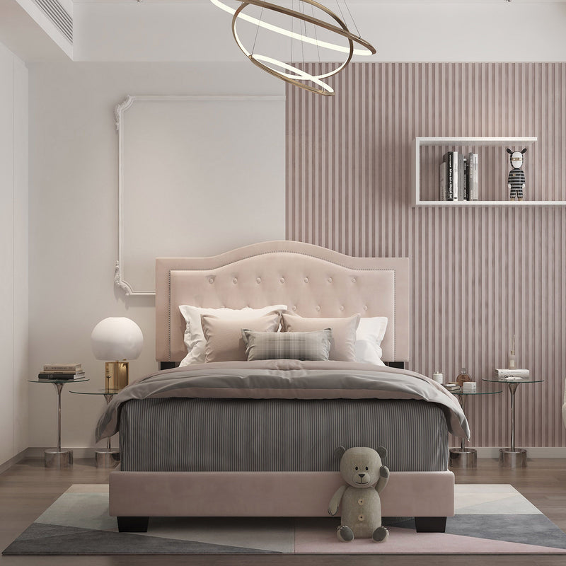 2. "Blush Pink Double Bed - Create a Dreamy and Romantic Bedroom Ambiance"