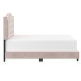 4. "Blush Pink Double Bed - Perfect Addition to Modern and Chic Bedroom Decor"