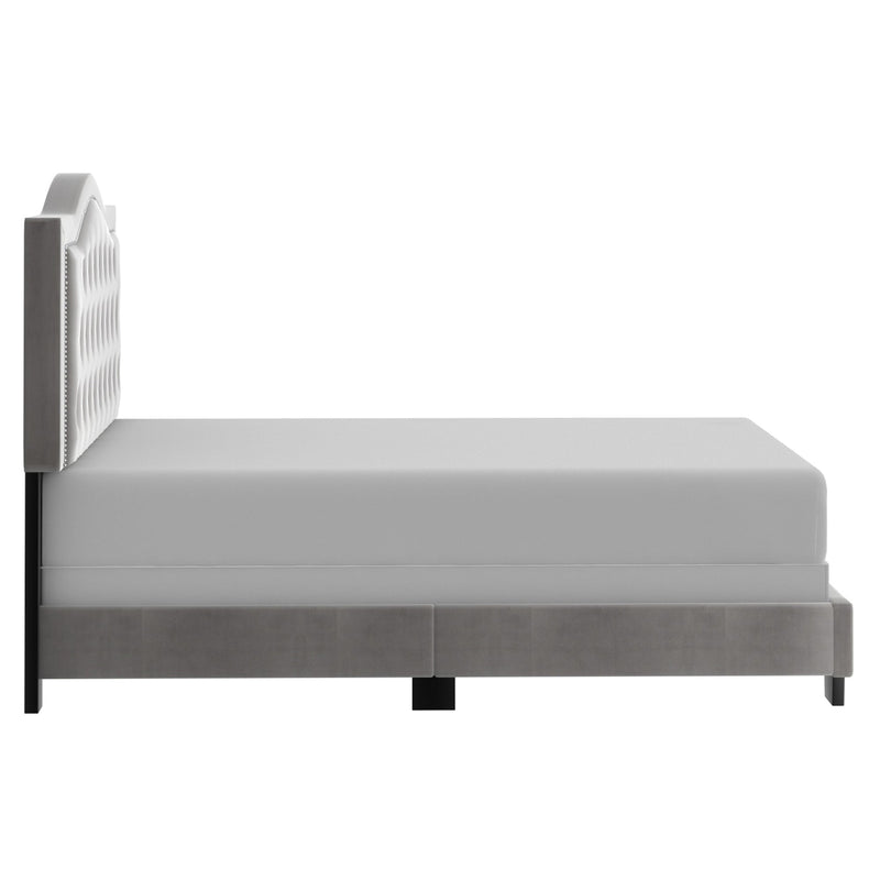 4. "54" Double Bed in Light Grey - Create a cozy and modern sleeping space"