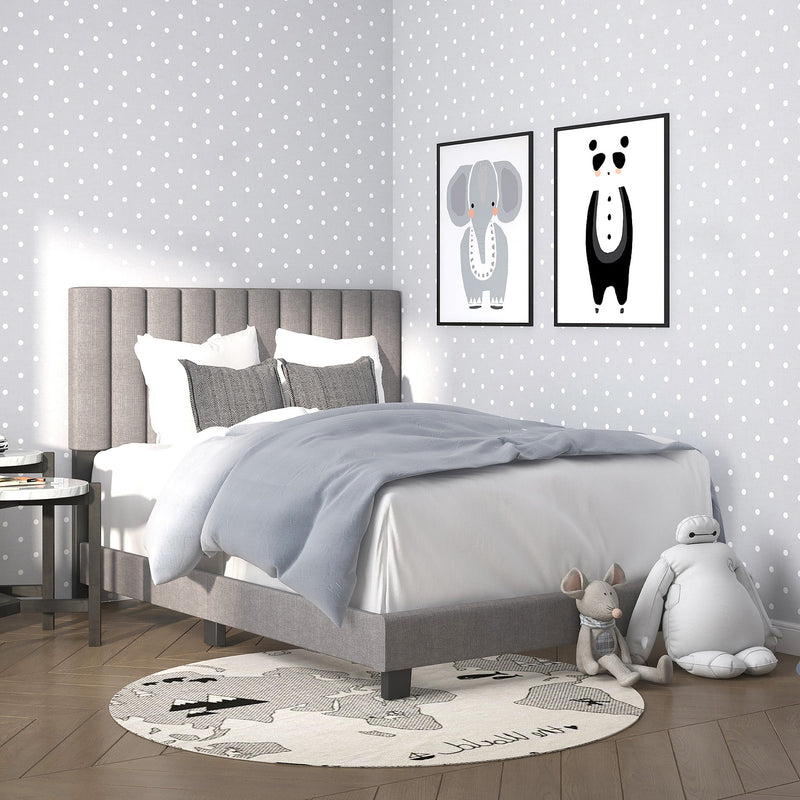 2. "Light Grey Double Bed - Enhance your bedroom with the Jedd 54" Double Bed"