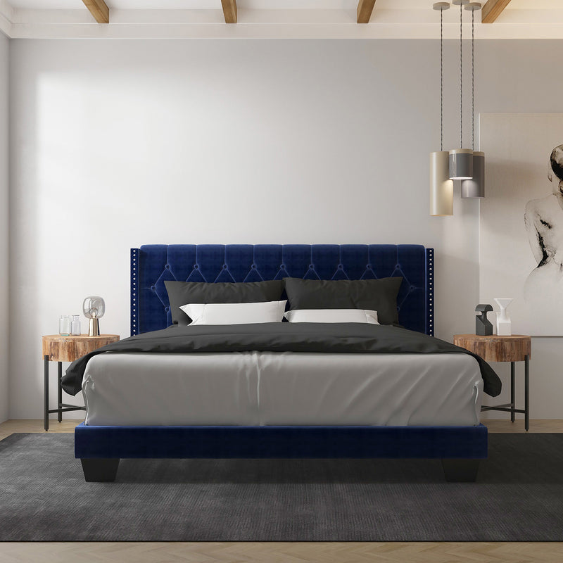 2. "Blue upholstered King Bed - Enhance your bedroom decor with Gunner 78" King Bed"