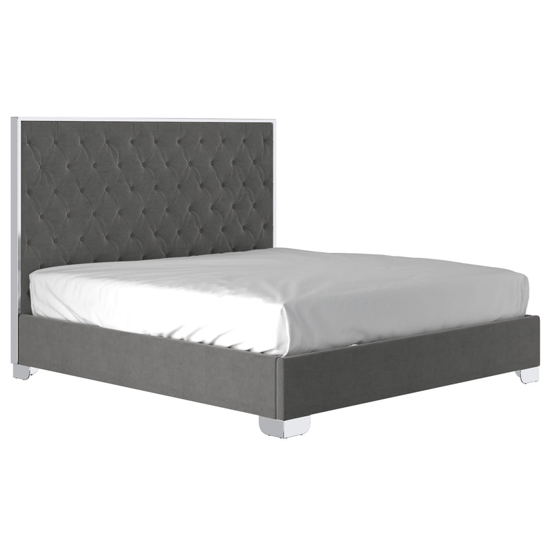 1. "Lucille 78" King Bed in Grey and Silver - Elegant and spacious bedroom furniture"