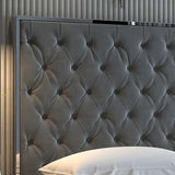 7. "Lucille 78" King Bed in Grey and Silver - Create a relaxing sanctuary in your bedroom"