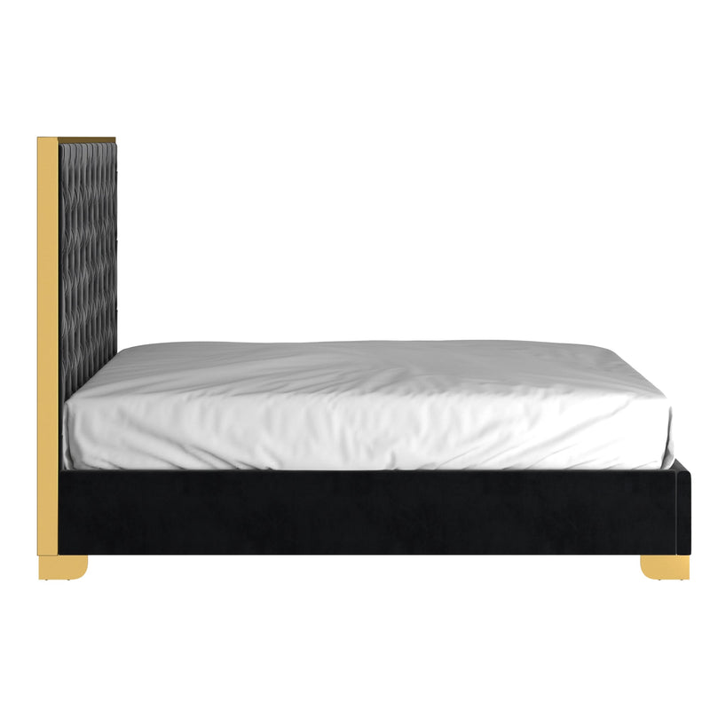 3. "Lucille 60" Queen Bed - Sleek design with a touch of gold for a glamorous look"