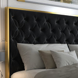 7. "Lucille 60" Queen Bed in Black and Gold - Comfort and style combined in one piece"