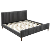 4. "King Size Platform Bed - Elegant and durable charcoal frame"