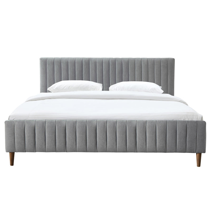 3. "Hannah 78" King Bed - Contemporary platform design in Light Grey"