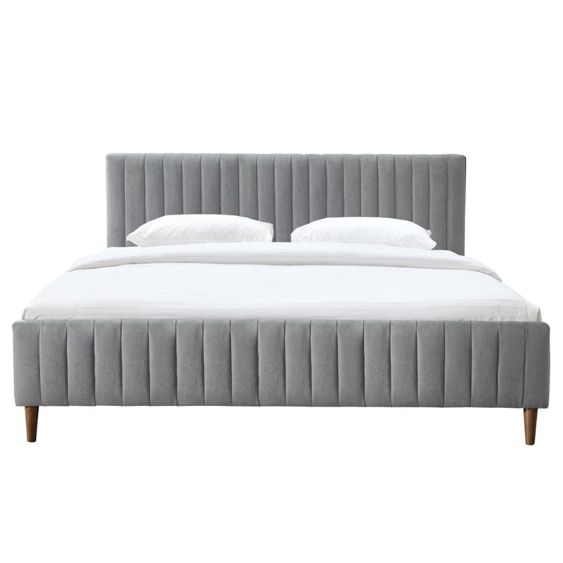 3. "Hannah 78" King Bed - Contemporary platform design in Light Grey"