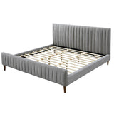 4. "King Size Platform Bed - Light Grey upholstery for a sophisticated look"