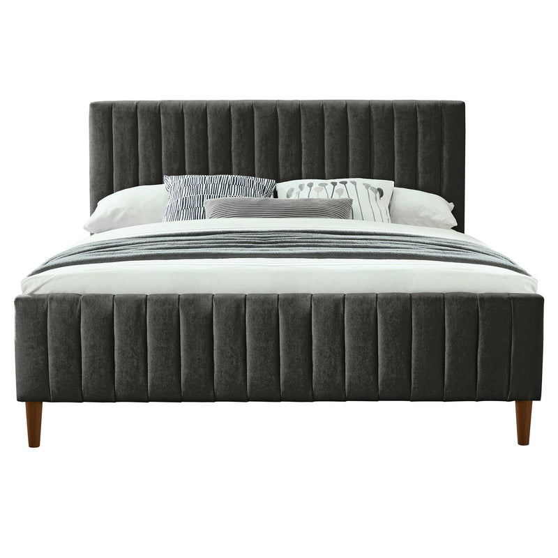 3. "Hannah 60" Queen Bed - Contemporary platform design in charcoal finish"
