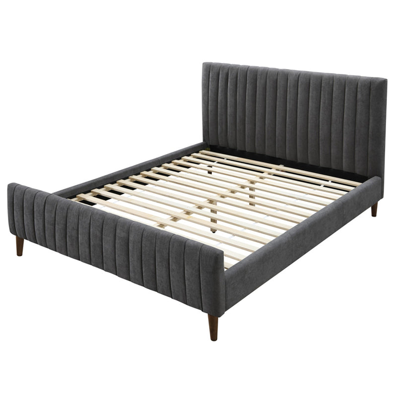4. "Charcoal Queen Platform Bed - Enhance your bedroom with this elegant piece"