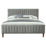 3. "Hannah 60" Queen Bed - Contemporary platform design in Light Grey"