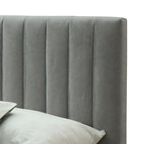 5. "Hannah 60" Queen Platform Bed - Light Grey upholstery for a chic look"