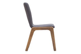 3. "Stylish grey dining chair with durable construction and versatile design"