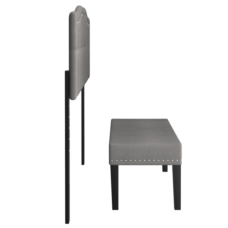 3. "Grey and Black Aurora Headboard with Bench - Enhance Your Bedroom Décor"