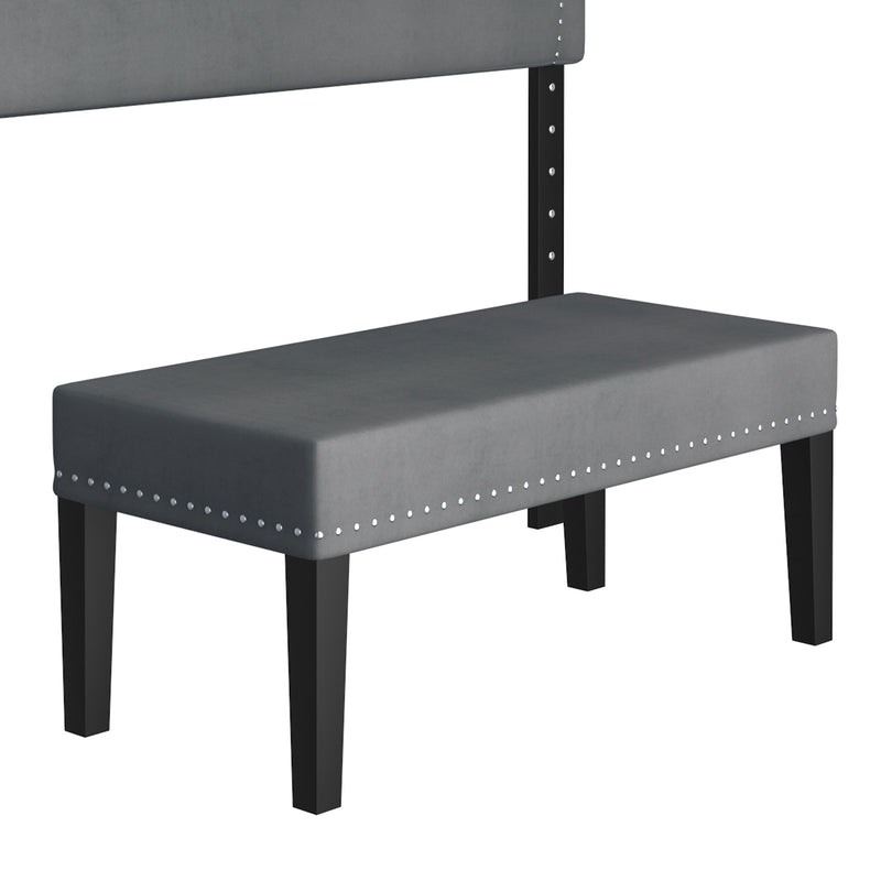 6. "Upgrade Your Bedroom with the Aurora 54"/60" Headboard and Bench in Grey and Black"