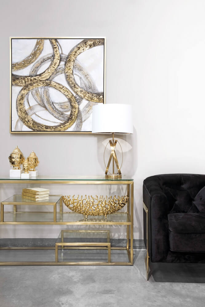 2. "Elegant Barolo Gold Console Table for luxurious interiors"