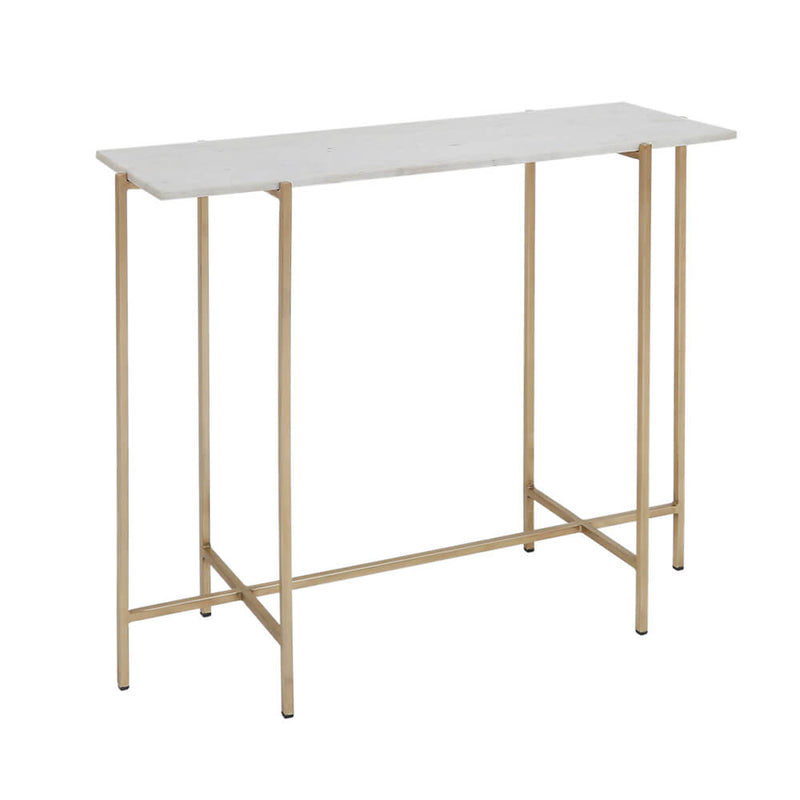1. "Ida White Marble Top Console Table: Gold Frame - Elegant and versatile furniture piece"