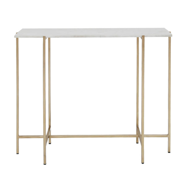 2. "Ida White Marble Top Console Table: Gold Frame - Stylish accent for any room"