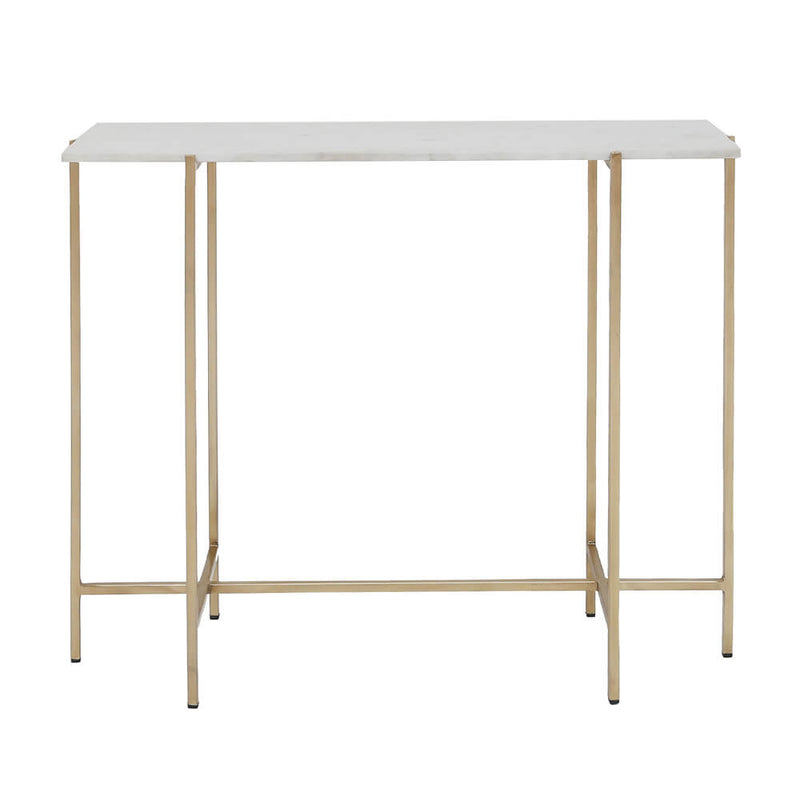 2. "Ida White Marble Top Console Table: Gold Frame - Stylish accent for any room"