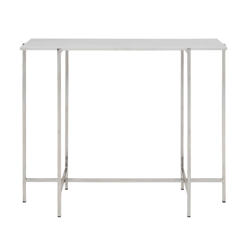 2. "Ida White Marble Top Console Table: Silver Frame - Stylish and functional home decor"