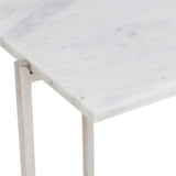 3. "Ida White Marble Top Console Table: Silver Frame - Modern and sophisticated hallway accent"