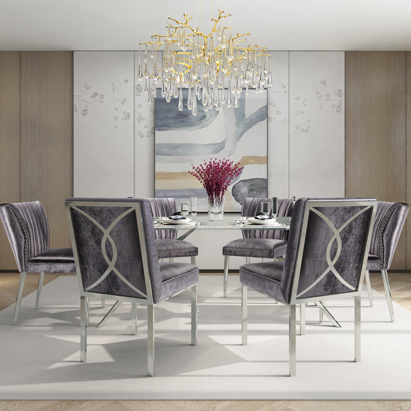 3. "Medium-sized Emiliano Dining Chair in Grey Velvet - Perfect blend of style and comfort"