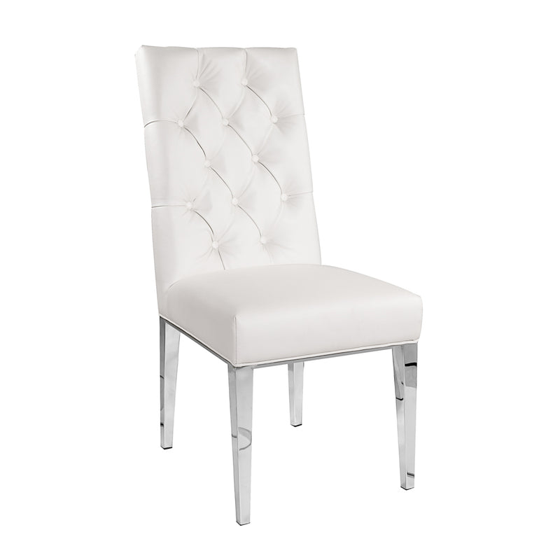 1. "Leslie Dining Chair: White Leatherette - Sleek and modern design"