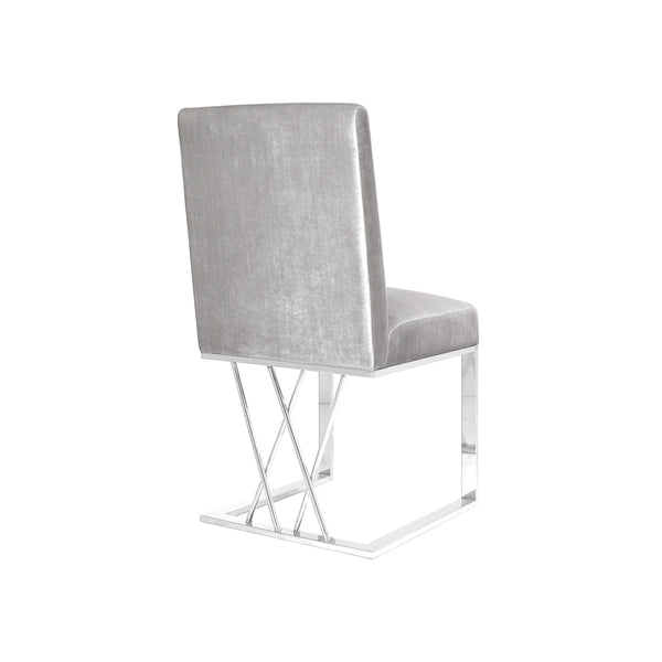 2. "Grey Velvet Martini Dining Chair - Stylish and sophisticated addition to your home decor"