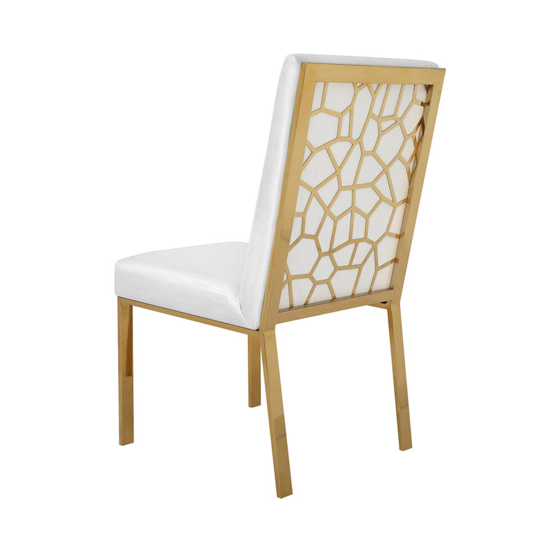 2. "White Leatherette Wellington Gold Dining Chair - Stylish and durable furniture for your home"