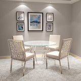 3. "Wellington Gold Dining Chair in White Leatherette - Enhance your dining experience with this luxurious seating option"