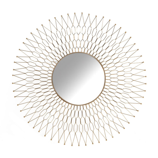 "XC-6588-G Gold Wall Mirror - Elegant Home Decor Accent with Intricate Design and Reflective Surface"