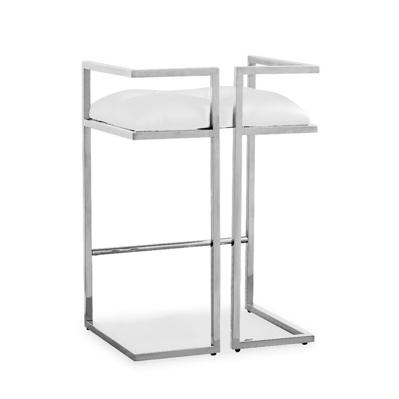 3. "Coralie Counter Stool: White Leatherette - Perfect addition to any kitchen or bar area"