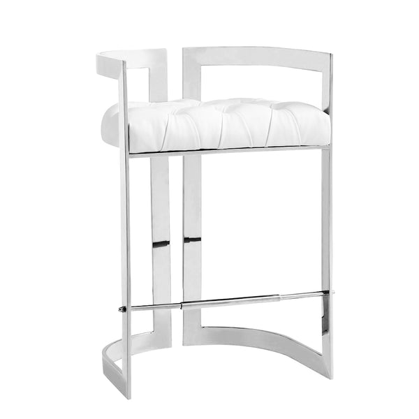 1. "Majestic Counter Chair: White Leatherette with sleek design and comfortable seating"