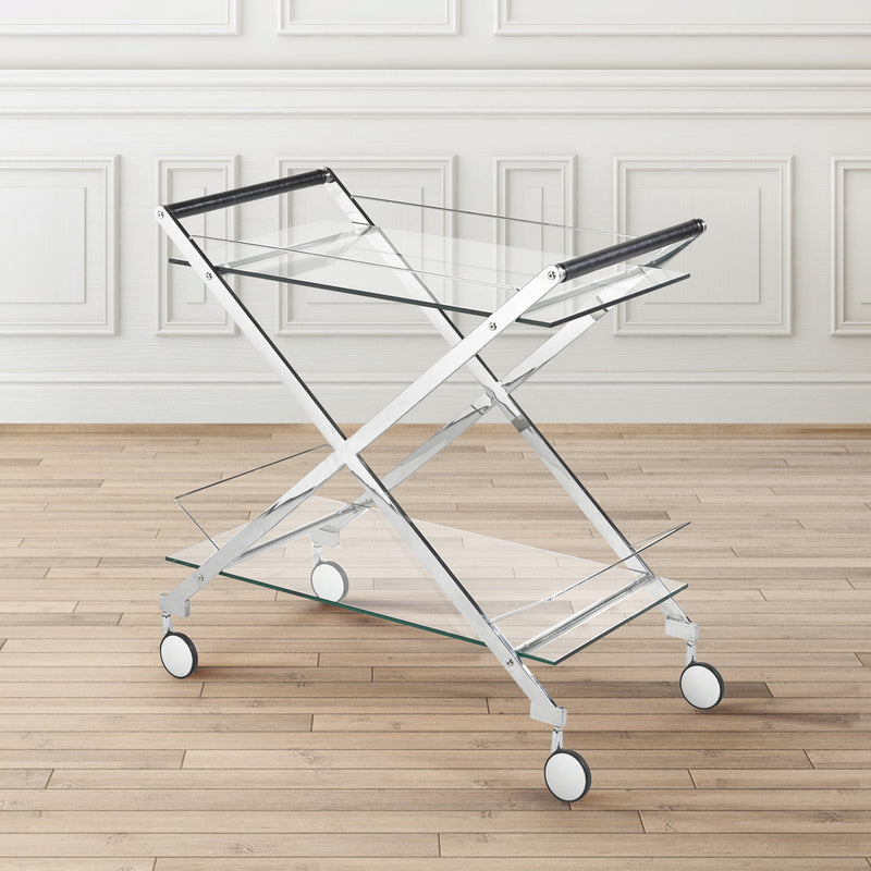 2. "Stylish Bermuda Steel Bar Cart with Smooth Rolling Wheels and Sturdy Construction"