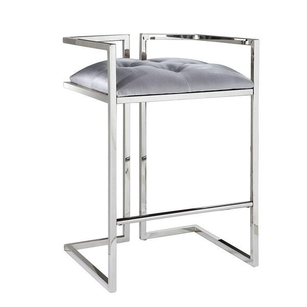 1. "Coralie Counter Stool: Silver Satin - Elegant and Versatile Seating Option"